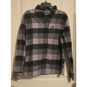 Hollister Men's Plaid Flannel Shirt - Black/Gray - Size Small